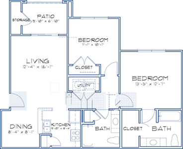 Maple - Two Bedroom / Two Bath - 971 Sq. Ft.*